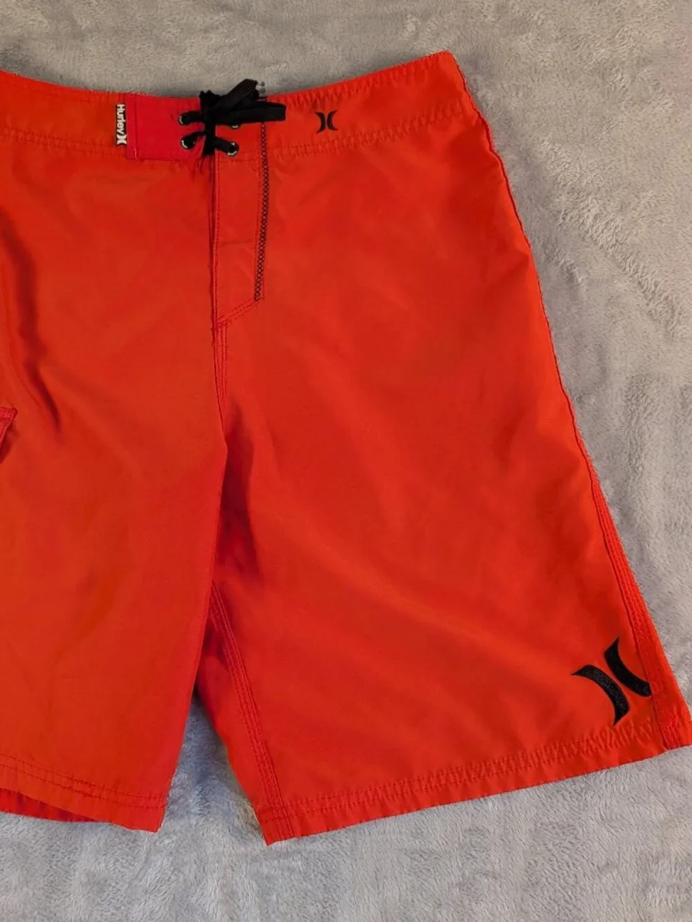 Hurley Men's Red Size 32 Board Shorts Unlined With Pocket Triple Stitched